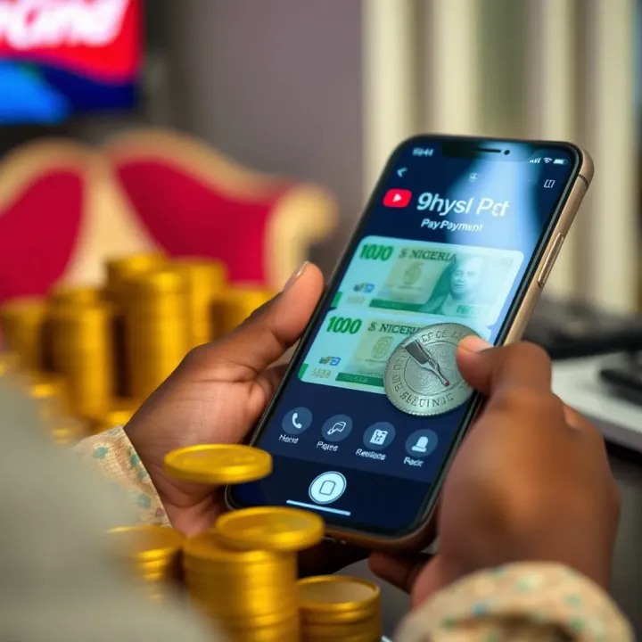 Secure digital payment methods with Nigerian currency symbols displayed on a mobile device