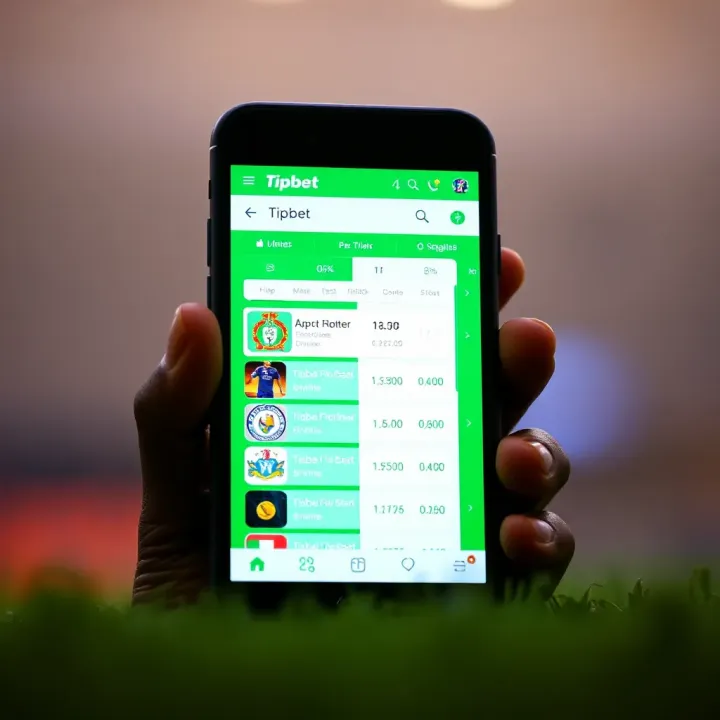Mobile device displaying Tipbet Shop.com sports betting interface with Nigerian flag colors