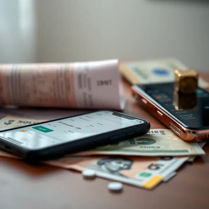 Close-up of betting slips, currency notes, and a mobile phone showing successful betting results and secure withdrawal options
