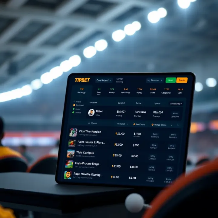 Dashboard overview of a TipBet account showing betting options and account management features