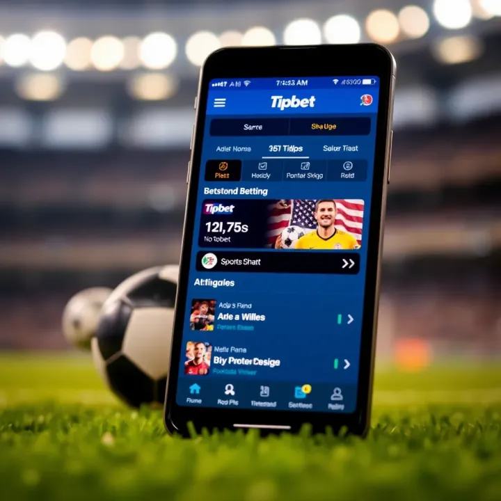 Mobile phone displaying Tipbet app interface with sports betting options