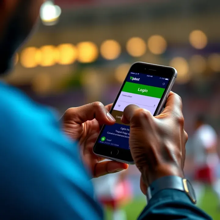 Person accessing the Tipbet Nigeria login page on a mobile device to enter credentials