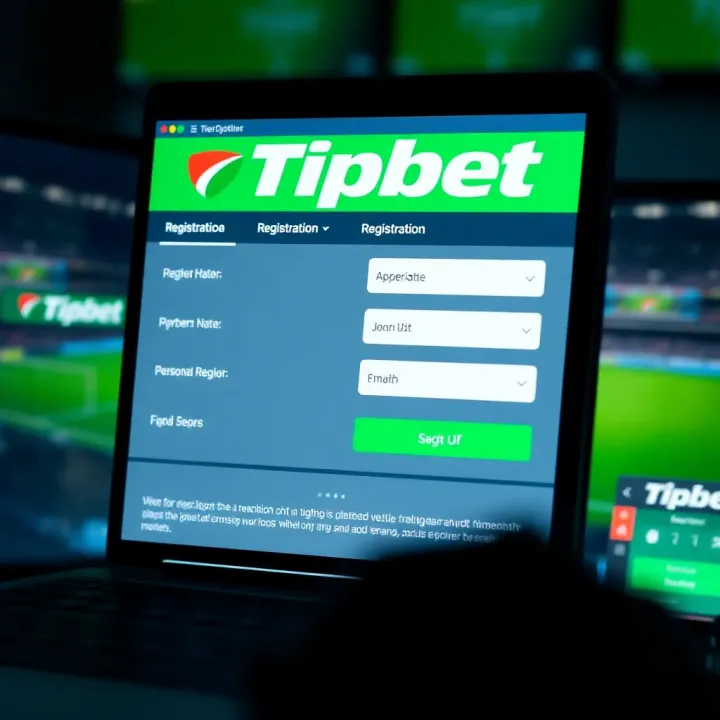 User interface displaying registration form on Tipbet website with fields for personal information