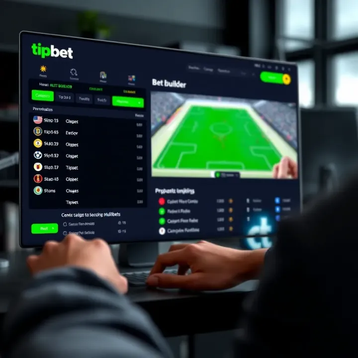 User interface of Tipbet showing the bet builder tool for customized multi-bets
