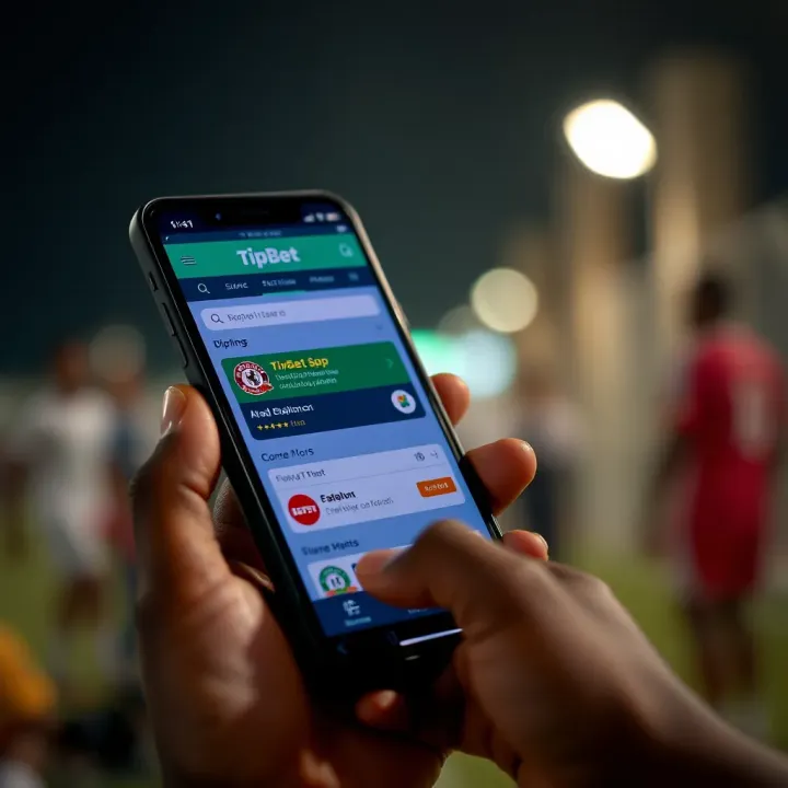 Mobile phone displaying TipBet old mobile interface with betting options in Nigeria