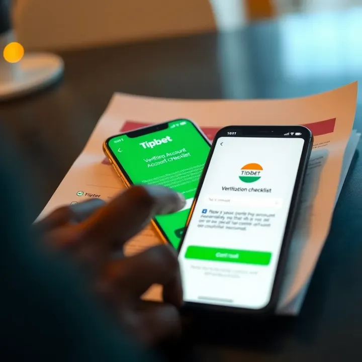 Completing Account Verification on Tipbet Platform Verification checklist with documents and a mobile phone displaying a confirmation message