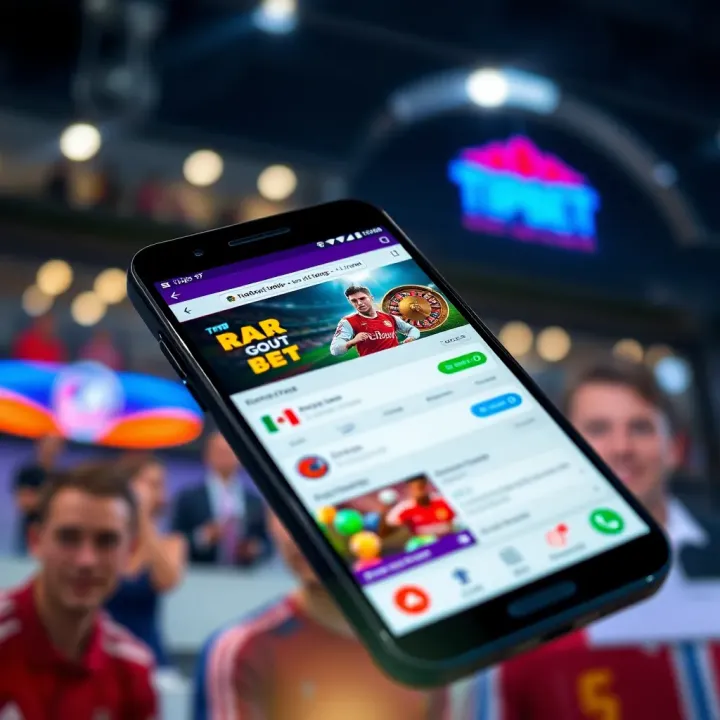 Android phone showcasing Tipbet app interface with sports betting and casino options