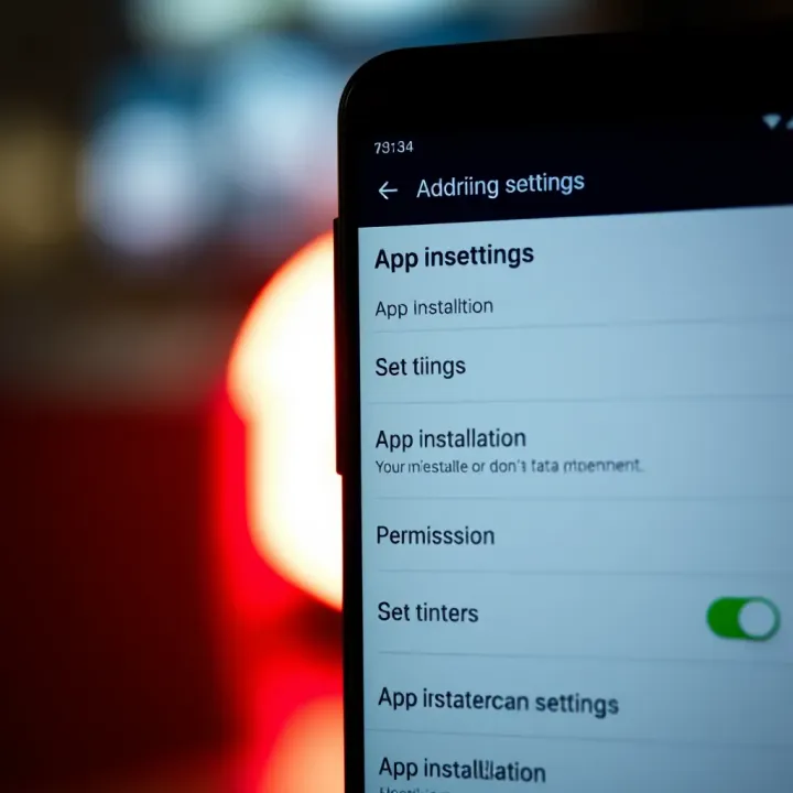 Configuring Android Settings for App Installation Mobile device settings menu highlighting app installation permissions