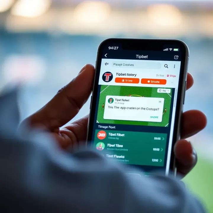 Understanding and Fixing App Crashes on the Tipbet Platform Smartphone screen displaying Tipbet app interface with notification of app crash