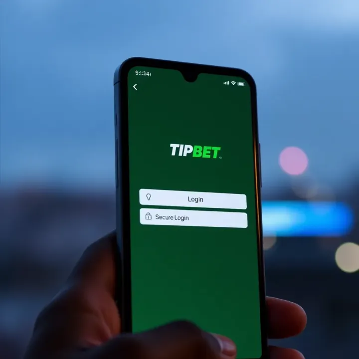 Secure Login Screen of Tipbet App for Nigerian Users Mobile device showing Tipbet app login screen with secure login options