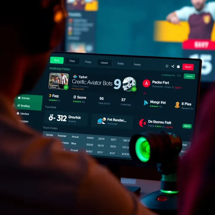 Digital interface displaying Tipbet Aviator bot features in online gaming dashboard
