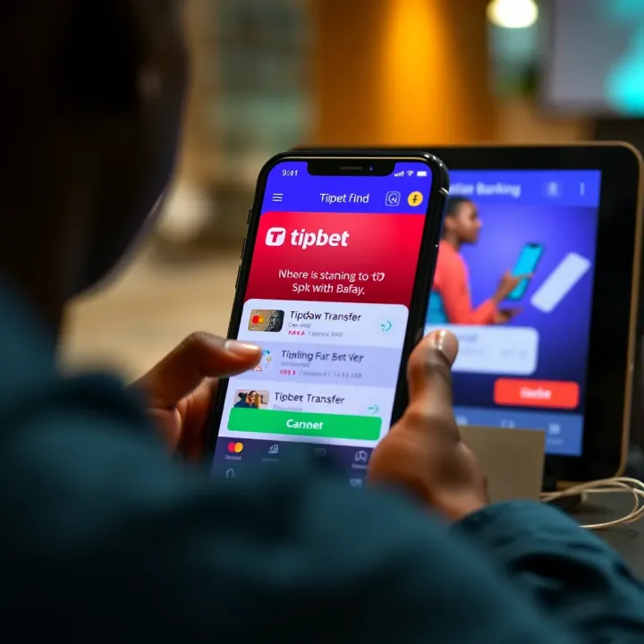 Navigating Nigerian Banking App for Tipbet Withdrawals Screen displaying Nigerian banking app interface with bank transfer option for withdrawing funds