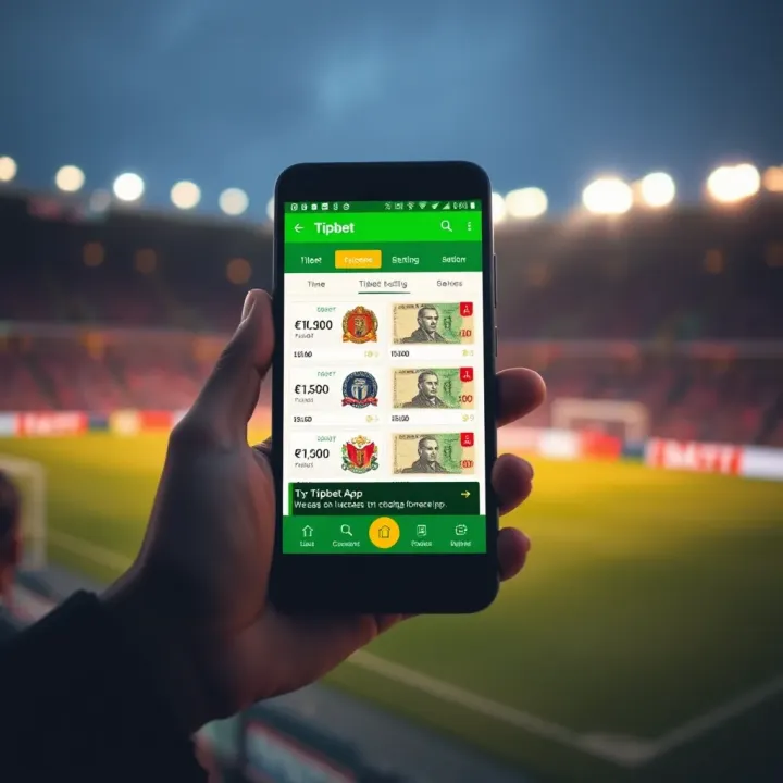 Accessing the Tipbet Betting App in Nigeria Mobile device displaying the Tipbet betting app home screen with Nigerian currency symbols