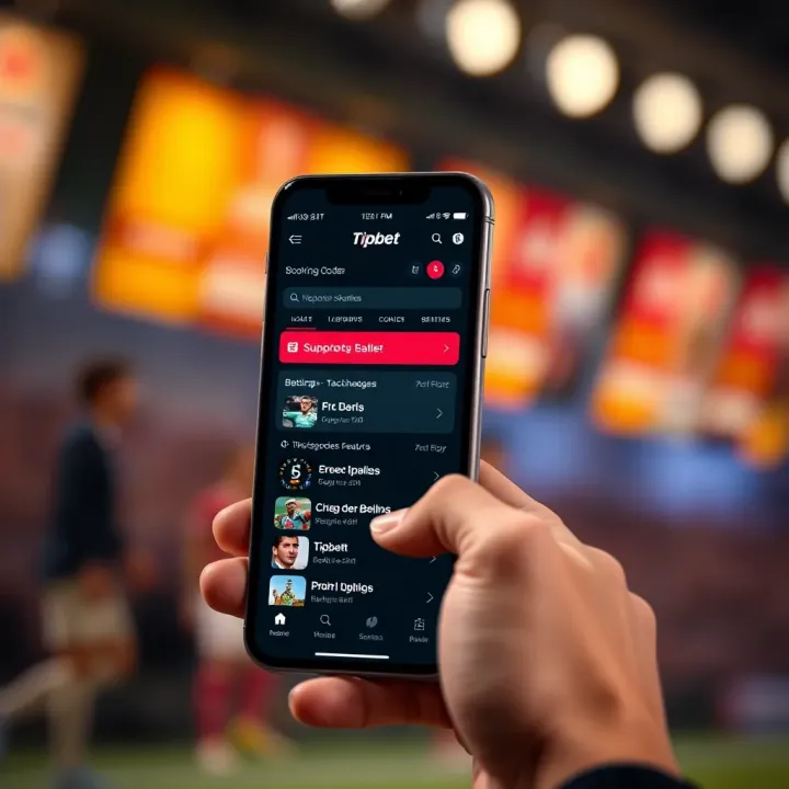 Tipbet Booking Code App Interface Highlighting Betting Features Smartphone displaying Tipbet Booking Code app interface with sports betting options