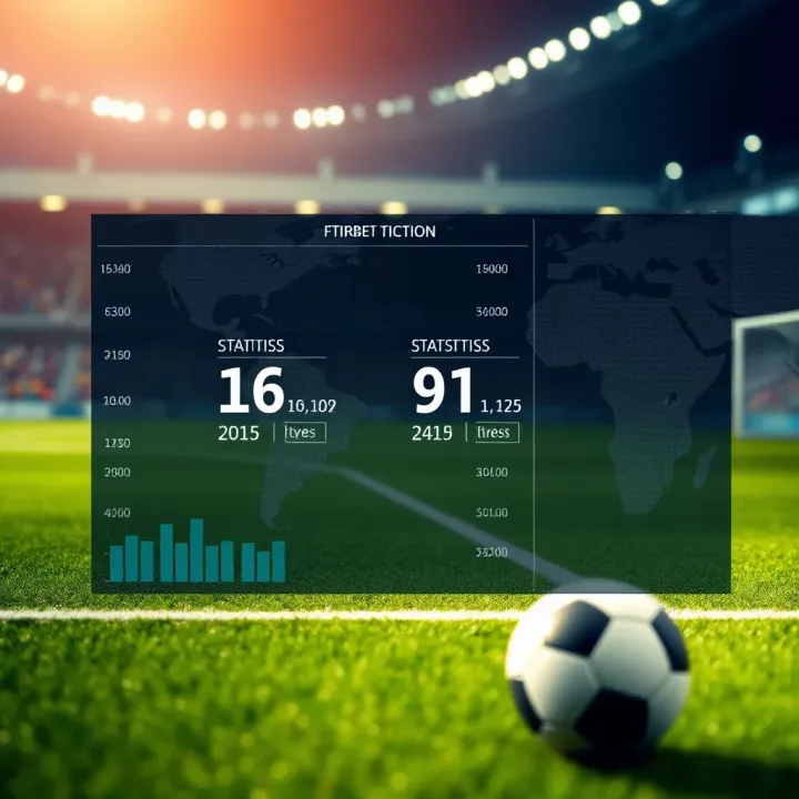 Visualizing Football Data for Accurate Score Predictions Football field with statistical charts and data overlays representing score predictions