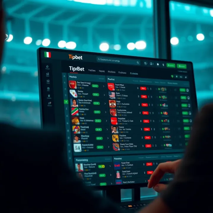 A digital interface showing various betting options and odds for Bundesliga games on Tipbet platform