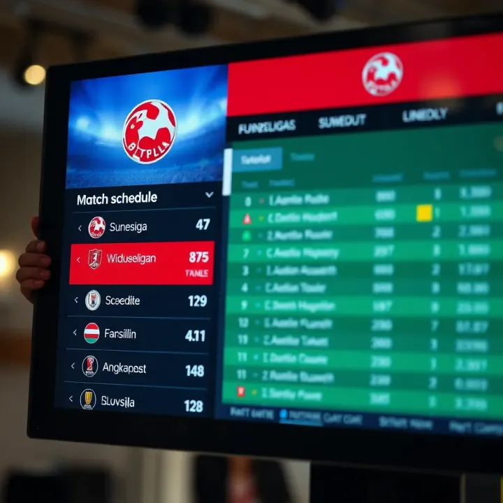 Bundesliga Match Schedule and Betting Information Display Digital screen showing Bundesliga match schedule and betting odds
