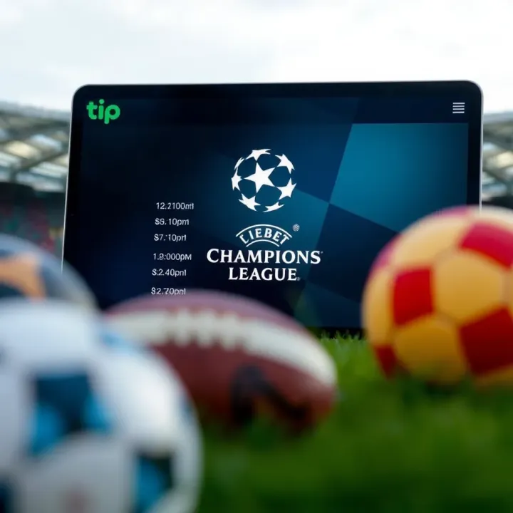 Display of TipBet Champions League betting odds on a digital device with UEFA branding