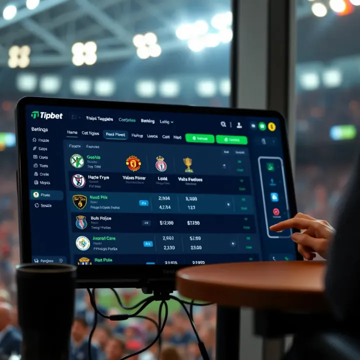 User interface of Tipbet betting platform showing English Premier League match options and odds