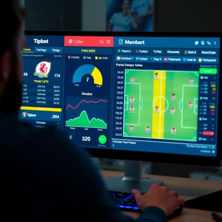 In-Depth Football Match Analysis for EPL Predictions Detailed football match analysis with charts and player statistics on a digital screen