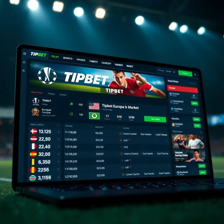 Tipbet Platform Showcasing Europa League Betting Markets A digital interface showing Tipbet's Europa League betting options with match odds and live updates