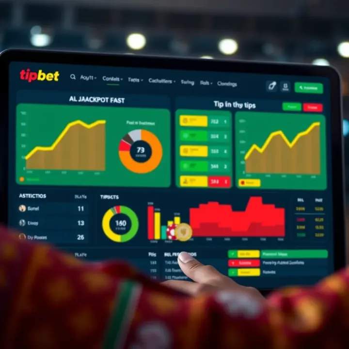 Interface showing various jackpot prediction statistics and tips on a digital betting platform