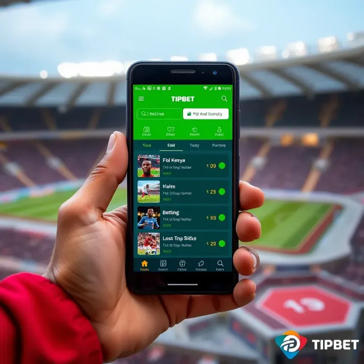 Overview of the Tipbet Kenya App Interface Mobile phone displaying the Tipbet Kenya app interface with betting options