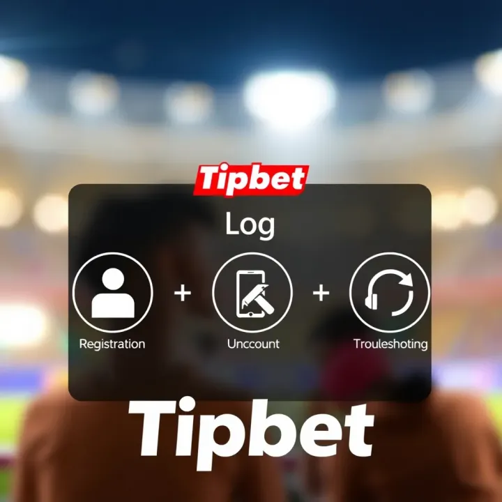 Visual representation of managing a Tipbet account with icons for registration, login, and troubleshooting