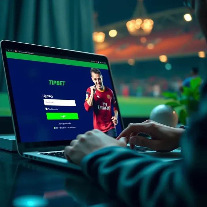 User entering login credentials on Tipbet platform on a laptop