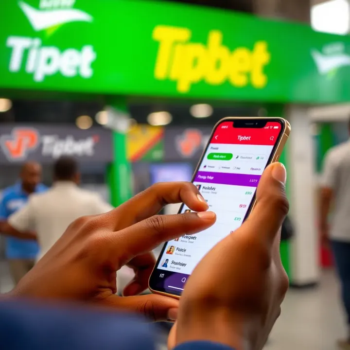 Accessing Tipbet Mobile Platform for Convenient Betting User interacting with Tipbet mobile platform on a smartphone displaying betting options