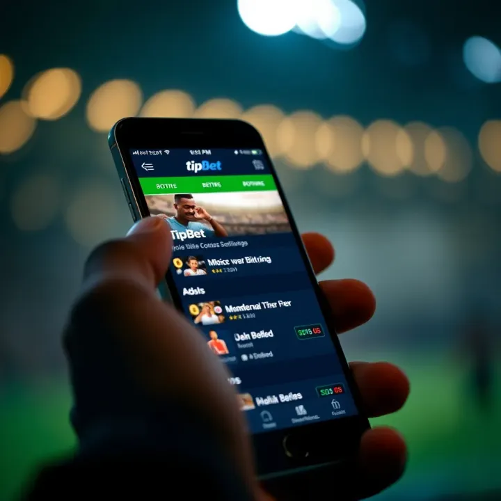Smartphone displaying TipBet app interface with betting options for Nigerian users