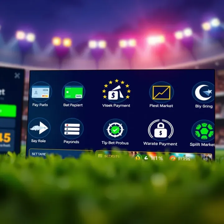 Expanded Payment Methods and Innovative Betting Markets Digital payment icons and betting market graphics representing diverse options on TipBet platform