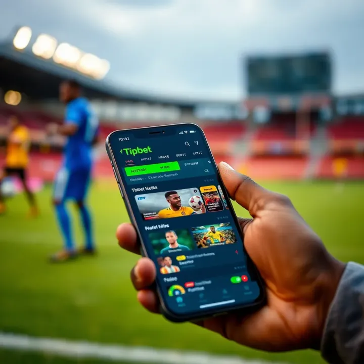 Smartphone showcasing the Tipbet app dashboard with various sports betting options visible