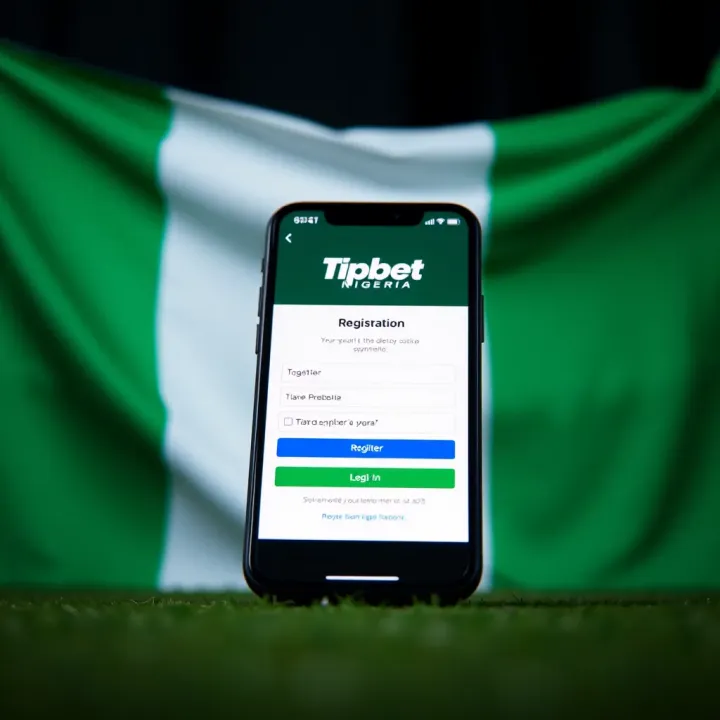 Mobile phone screen displaying the Tipbet Nigeria registration form with Nigerian flag background