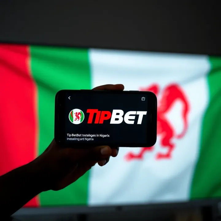 Illustration of smartphone displaying TipBet old APK download and installation process with Nigerian flag background