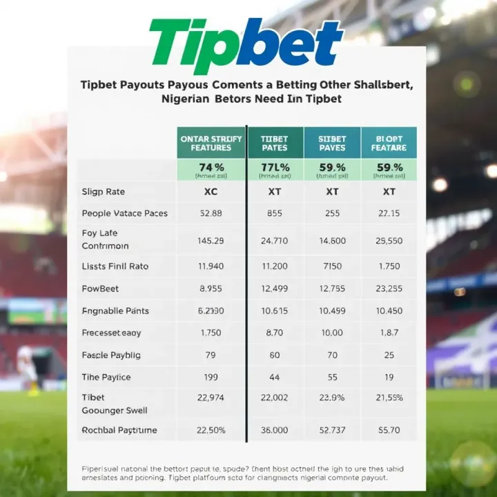 Comparison chart showing payout rates and features of Tipbet versus other betting platforms popular in Nigeria