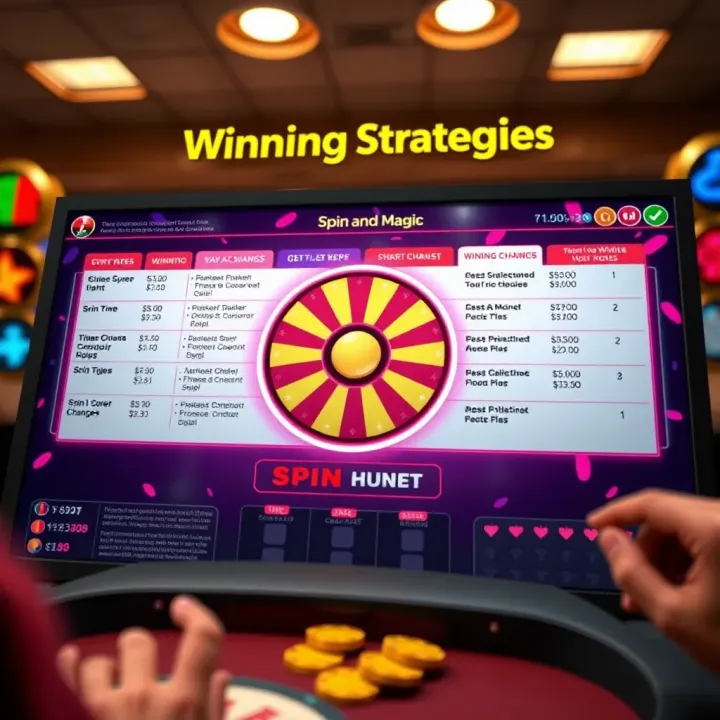 Strategy chart showing tips and winning chances for online casino game