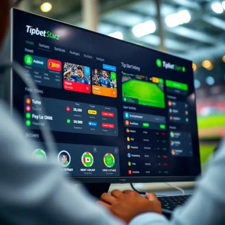 User interface of Tipbet Starz sportsbook displaying various betting options and live scores