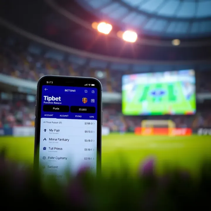 Managing Bets and Account via Tipbet USSD Display of a mobile phone with a betting menu and account balance on Tipbet