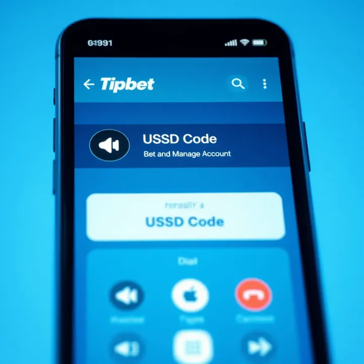 Mobile phone screen showing USSD code dial interface for Tipbet registration