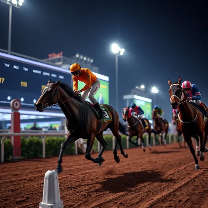 Digital horse racing event showcasing virtual betting options on Tipbet
