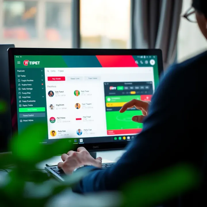User navigating the TipBet application interface on a desktop computer