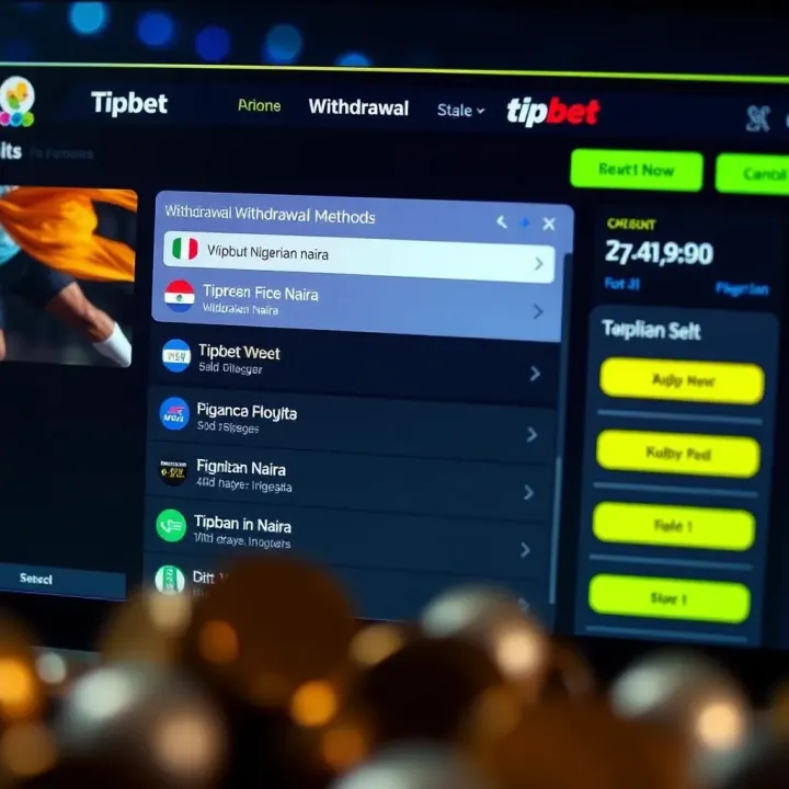 Screenshot showing withdrawal options available on Tipbet platform with Nigerian Naira