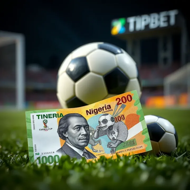 Graphic showing Nigerian Naira currency with football elements representing betting opportunities