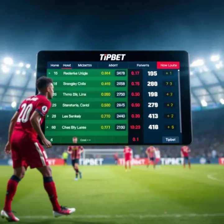 Live football match with dynamic betting odds displayed on screen