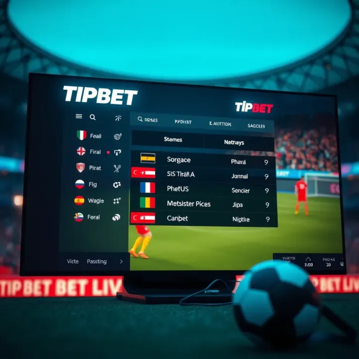TipBet Live Stream Interface Showcasing Soccer Match Updates Soccer match live streaming interface on TipBet platform showing real-time game updates