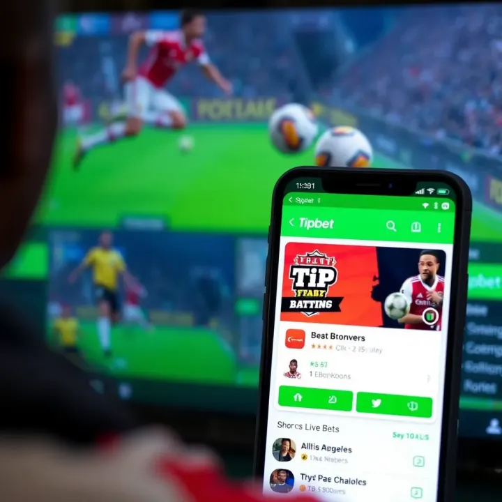 User interface of Tipbet app showing sports betting options and live odds