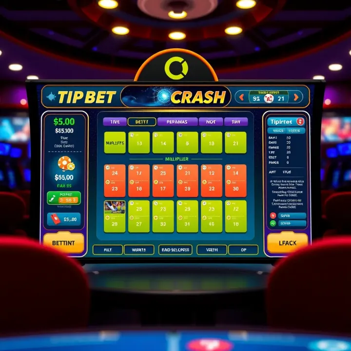 Graphical illustration showing the Tipbet Crash betting game interface with dynamic multiplier and betting options
