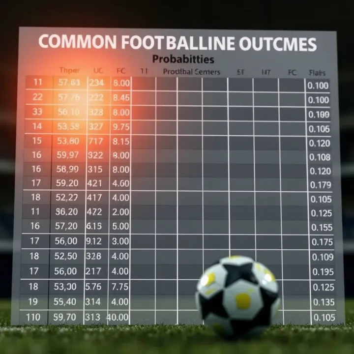 Common Football Scoreline Outcomes and Their Probabilities Detailed chart illustrating common football scoreline outcomes with probabilities