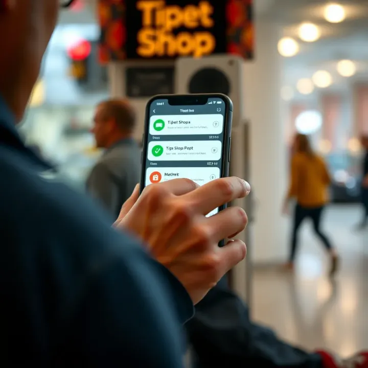 User interacting with Tipbet Shop mobile platform on a classic mobile device